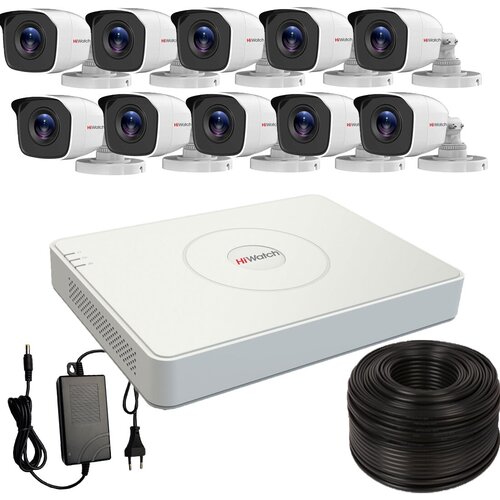 Комплект видеонаблюдения Hiwatch для улицы на 10 камер Full HD / Уличный комплект видеонаблюдения Hiwatch на 10 камер для дома/дачи/склада 2MP