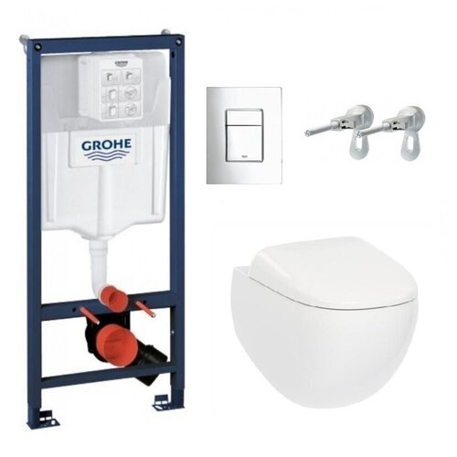 Am.Pm Инсталляция Grohe 38775001, с безободковым унитазом Sensation FlashClean C301700WH, сиденье микролифт, комплект