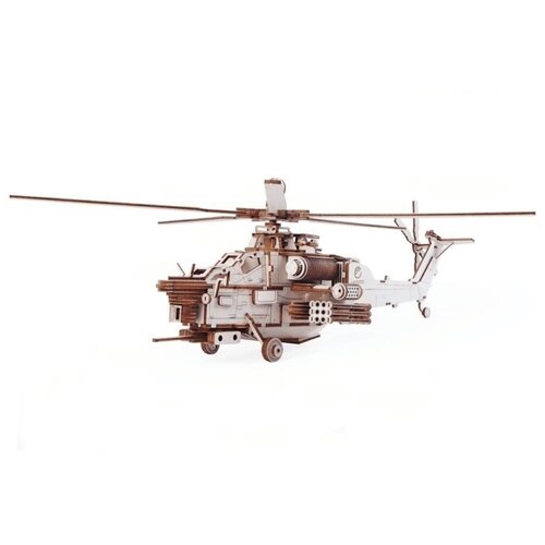 фото Конструктор деревянный lemmo, сборная модель вертолёт ночной охотник военный для мальчиков, девочек, взрослых