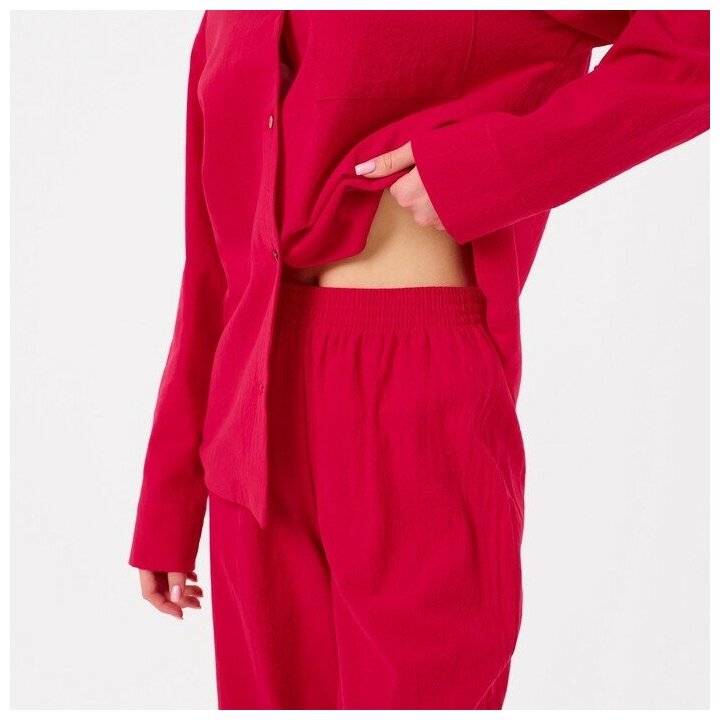 Пижама Kaftan, рубашка, брюки, длинный рукав, размер 52-54, красный - фотография № 11