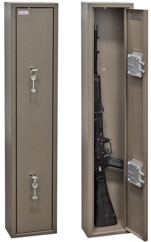 Оружейный сейф шкаф Контур Д-3 на 2 ружья. Макс. высота ружья 980 мм. 20х12х100 мм. Ключевой замок. Соответствует требованиям МВД РФ.