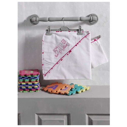 фото Полотенце kidboo (уголок+варежка) 75*75 см "happy birtday " (pink)