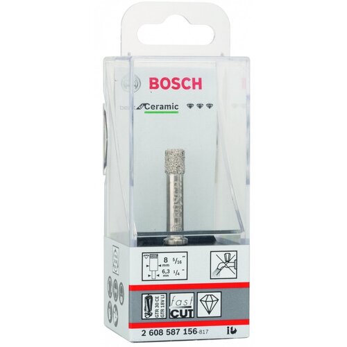 Сверло по керамике и стеклу BOSCH Best for Ceramic 2.608.587.156 8 мм алмазная вогнутая шлифовальная игла с зернистостью 180 сверлильная головка нефритовая резьба заусенцы роторное сверло хвостовик 2 35 мм дл