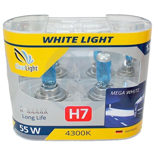 фото Лампа автомобильная галогенная ClearLight WhiteLight MLH7WL H7 55W 2 шт.