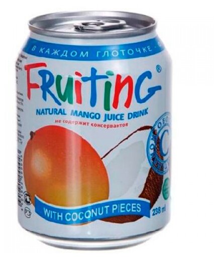 Напиток Fruiting из сока манго с кусочками кокоса, 6шт* 238мл - фотография № 2