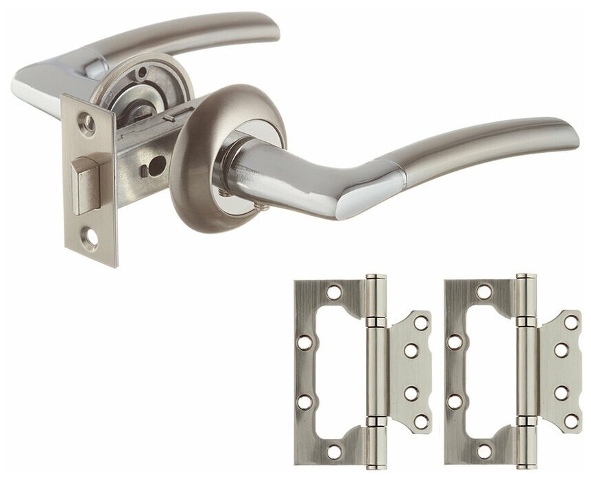 Комплект фурнитуры для двери с защелкой и петлями (матовый никель) (669855)
