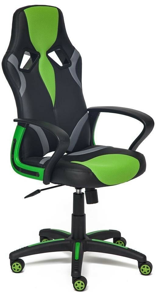 Кресло компьютерное Tetchair RUNNER экокожа ткань черный зеленый