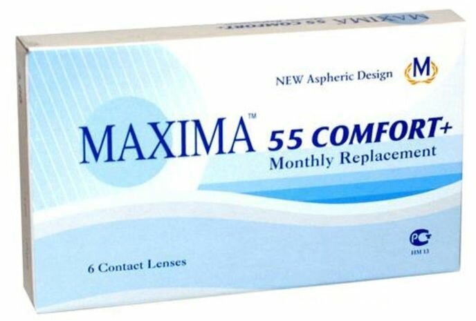 Контактные линзы Maxima 55 Comfort Plus 1 месяц R. 8.6 SPH +5.00