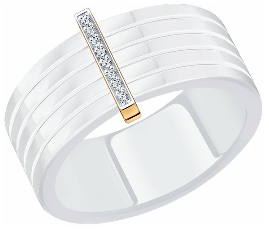 Кольцо Diamant online, белое золото, 585 проба, керамика, бриллиант