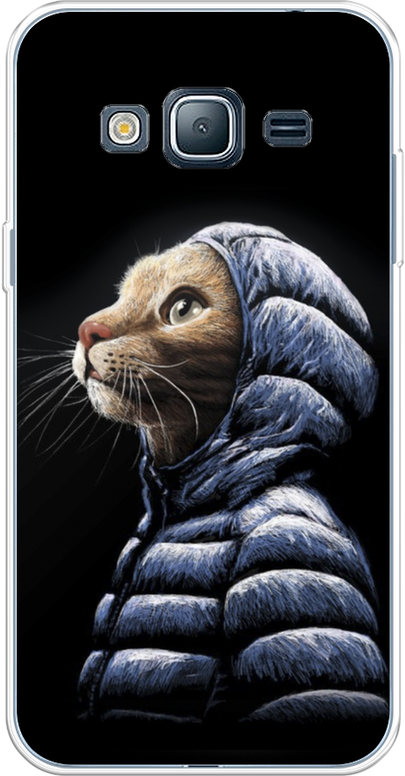 Силиконовый чехол на Samsung Galaxy J3 2016 / Самсунг Галакси Джей 3 2016 Кот в капюшоне