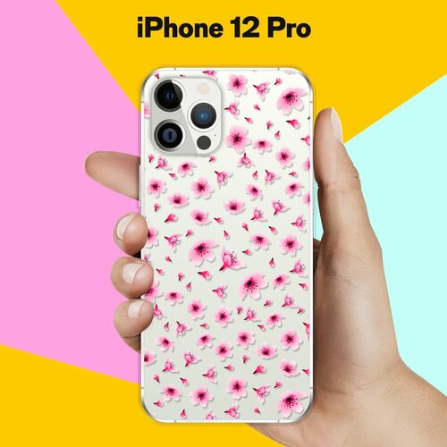 Силиконовый чехол Цветы розовые на Apple iPhone 12 Pro