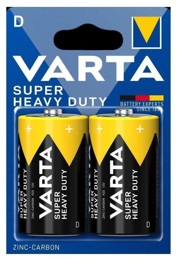 Элемент питания Varta Super Heavy Duty Zinc-carbon D/R20 1.5 V (2 шт)