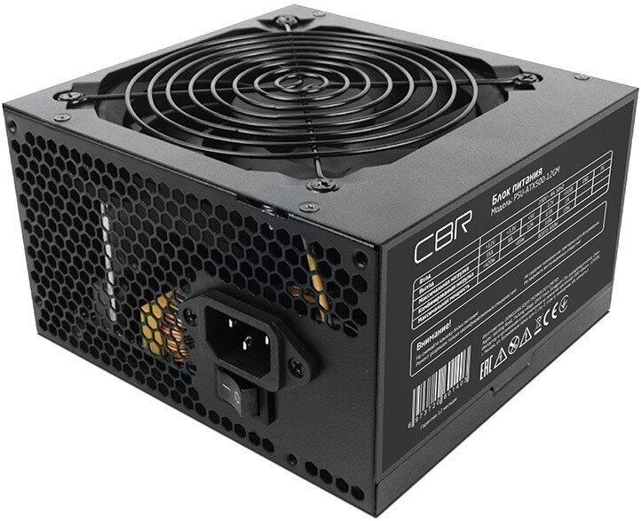 Блок Питания CBR ATX 500W 80+ Bronze, APFC, 0.6mm, 20+4pin, 1*8-pin(4+4P), 2*6+2pin, 4*SATA, 4*IDE, 12cm fan, 1.5м кабель питания, черный [PSU-ATX500-