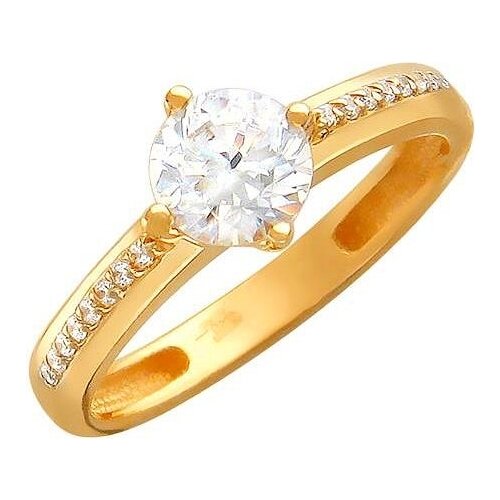 фото Эстет кольцо с 17 фианитами из серебра с позолотой 01к156358а, размер 18.5