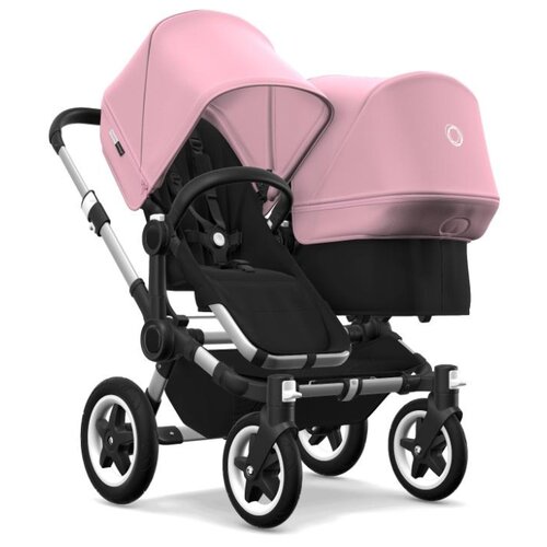 фото Универсальная коляска bugaboo donkey 2 duo (2 в 1) alu/black/soft pink, цвет шасси: серебристый