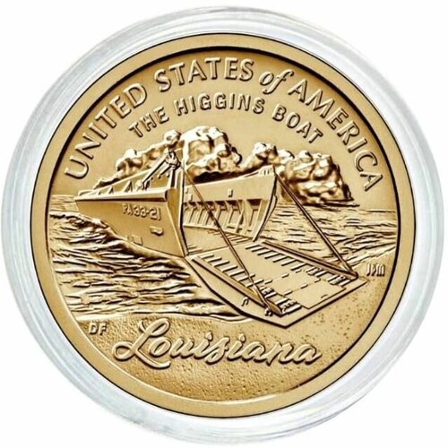 Монета 1 доллар в капсуле Катер Хиггинса. Луизиана. Американские инновации. D. США, 2023 г. в. UNC