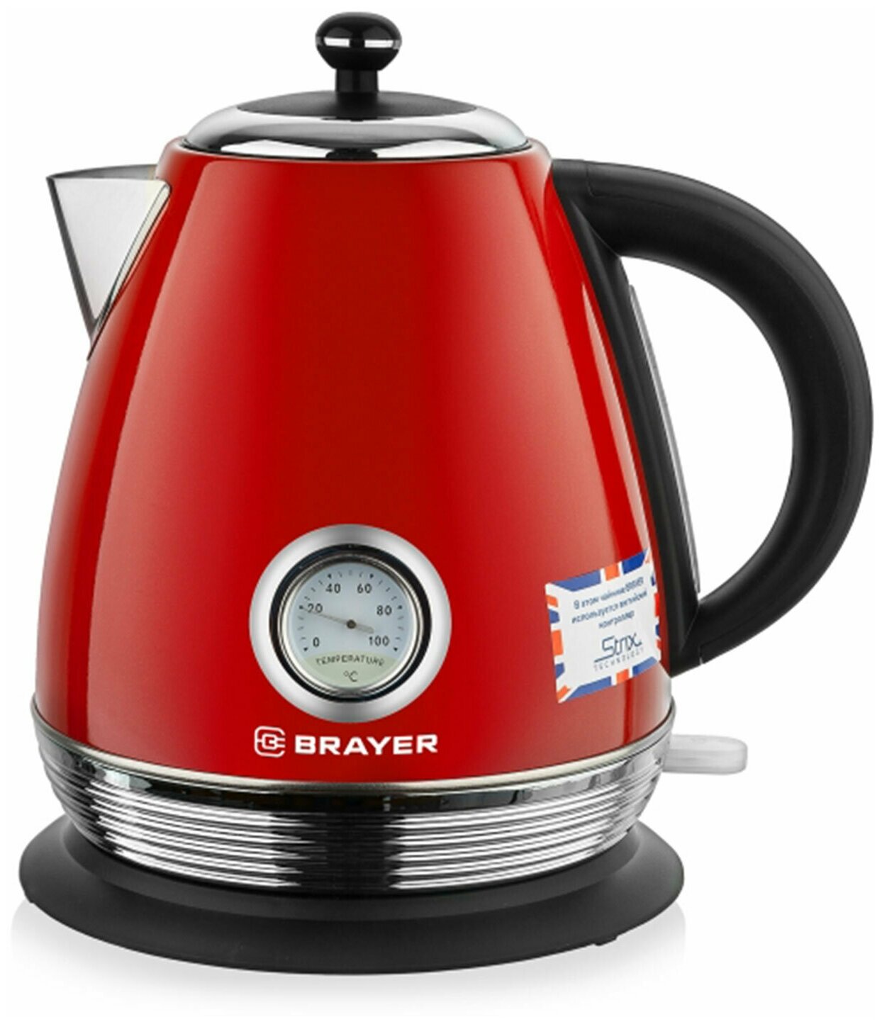 Чайник с термометром BRAYER BR1007RD 17 л 2200 Вт закрытый нагревательный элемент сталь красный