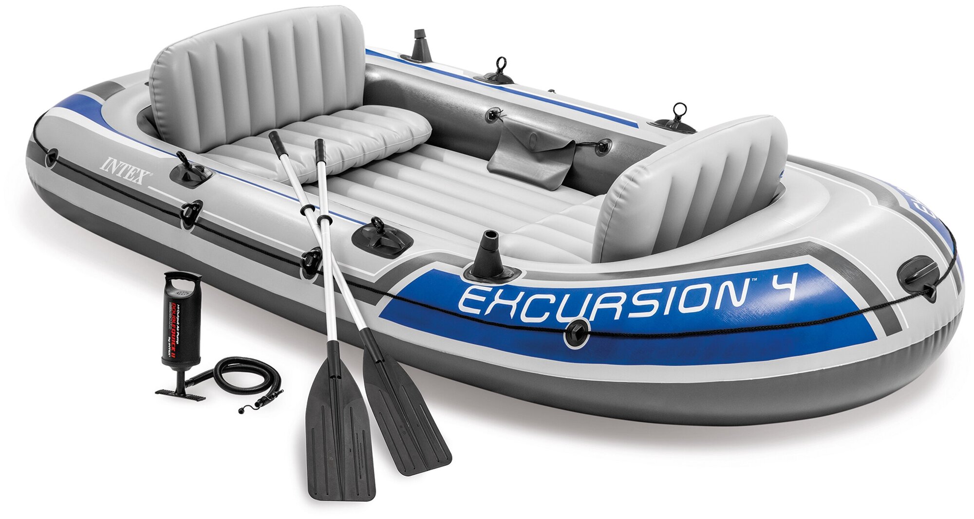 Лодка Excursion 4, 4 местная, 315 х 165 х 43 см, вёсла, насос, до 500 кг, 68324NP INTEX