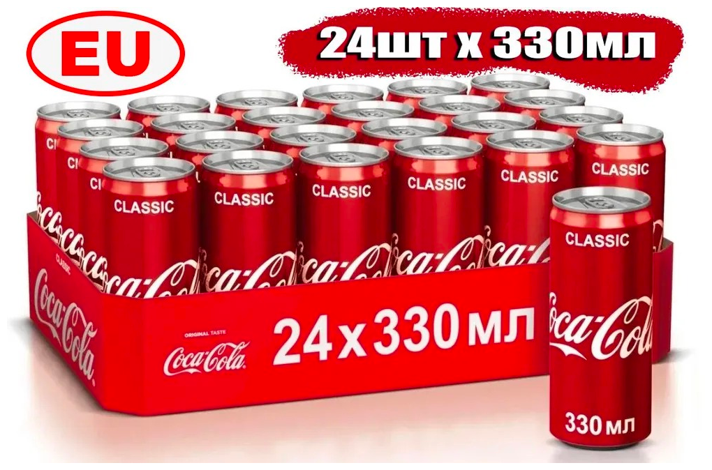 Газированный напиток Coca-Cola Classic, Польша, 0.33 л, 24 шт. - фотография № 1