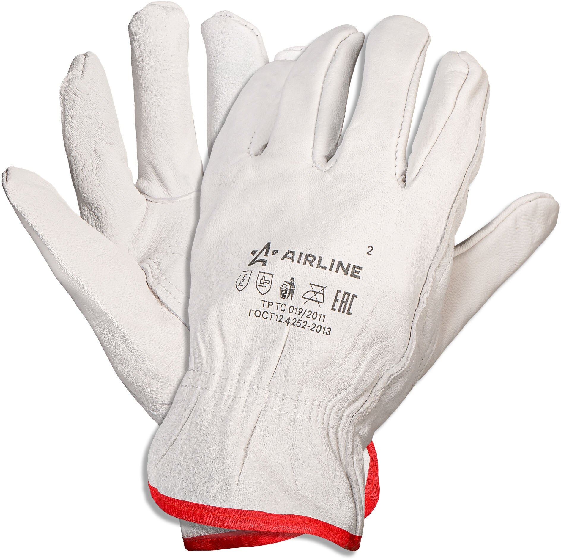 Перчатки натуральная мягкая кожа, водительские, (L) белые, с подвесом ADWG104 AIRLINE
