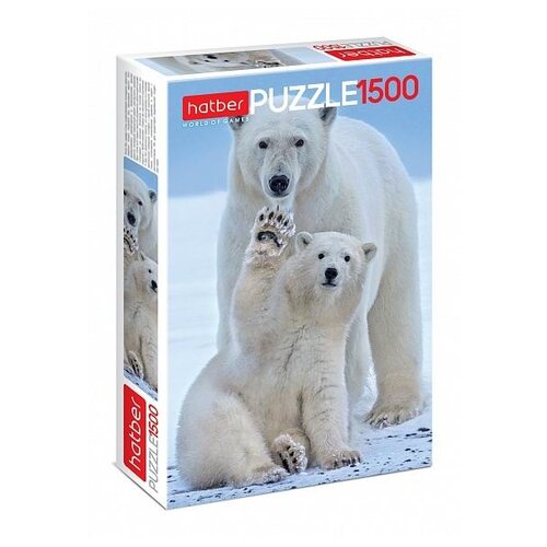 Пазл Hatber Белые медведи, 078342, 1500 дет., 5.5х33х21 см, белый/голубой