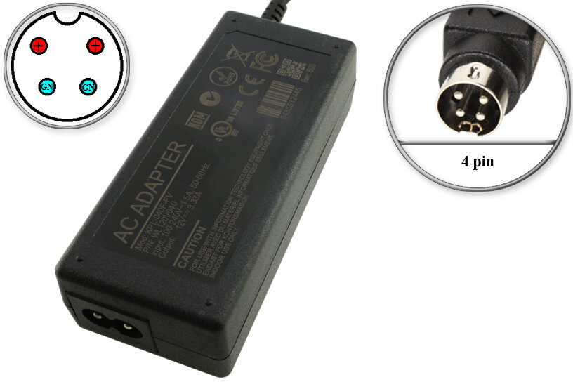Адаптер (блок) питания 12V, 3.33A, 4pin (KPL-040F-VI, MSA-Z3330IC12.0-48W-Q, KPL-040F-FV), для видеокамеры, видеорегистратора Hikvision, HiWatch