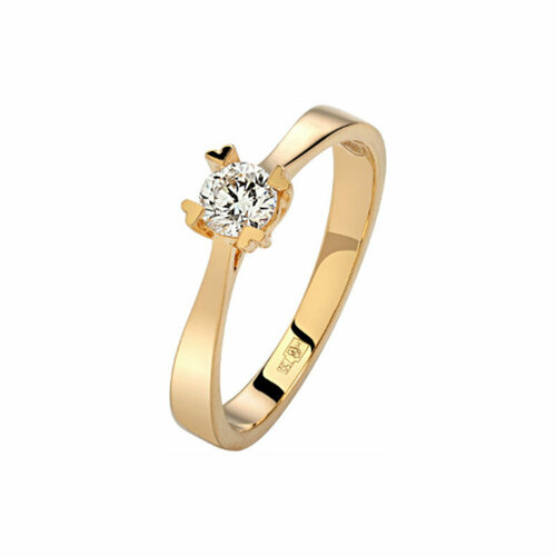 Кольцо Эстет, желтое золото, 750 проба, бриллиант, размер 17.5