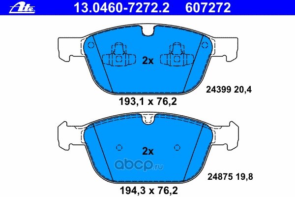 Колодки передние VOLVO XC 60 10-> ATE Ate 13.0460-7272.2