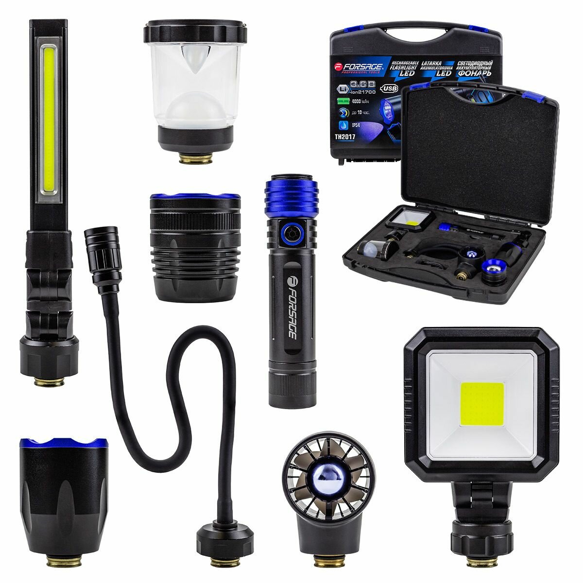 фото Фонарь портативный светодиодный аккумуляторный Forsage F-TH2017