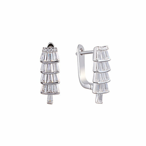 Серьги ЗлатаМира, серебро, 925 проба, фианит