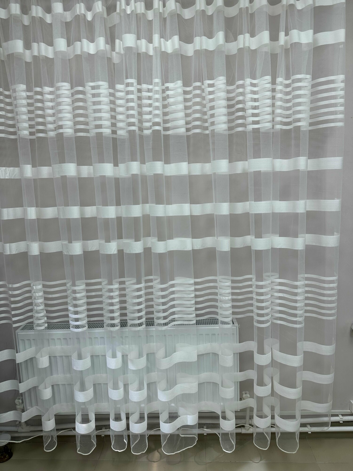 Тюль Сетка Полоски 00039 молочная 300*250