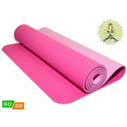Коврик гимнастический: TPE-6MM (Розовый) коврик для йоги 6 мм 183 61 см шамбола с лазерной гравировкой тре розовый