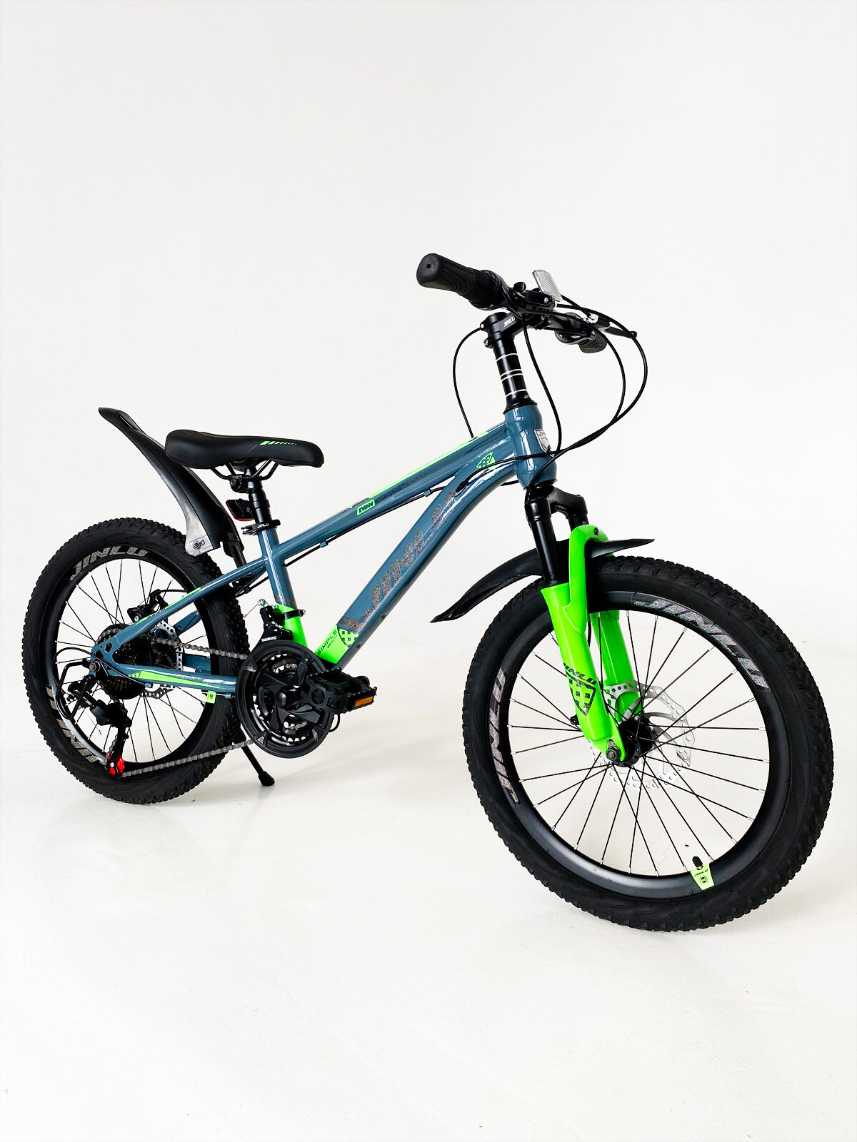 Велосипед горный подростковый 20"/ рост 120-140/скоростной/для девочек/для мальчиков/Серый с зеленым