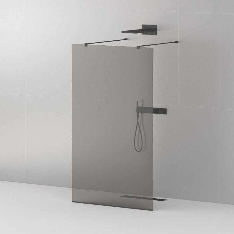 фото Душевая перегородка Cezares Liberta-L-2-90-120-GR-NERO профиль черный, стекло серое LIBERTA-L-2-90-120-GR-NERO