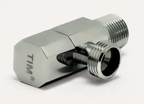 Изображение товара Угловой кран с отражателем, хромированный 1/2"x 3/4", TIM BL5823