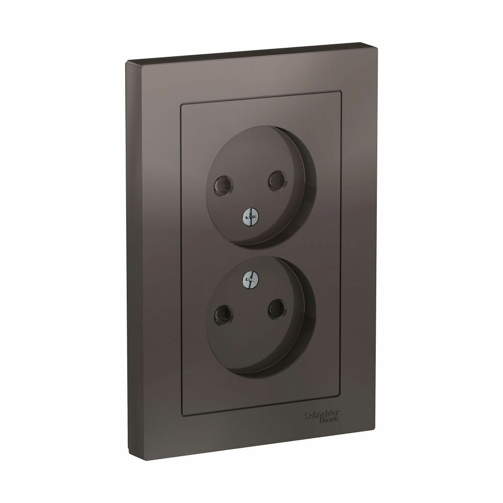 Розетка Schneider Electric AtlasDesign, без заземления, двойные, цвет мокко, IP20, 16A ATN000622