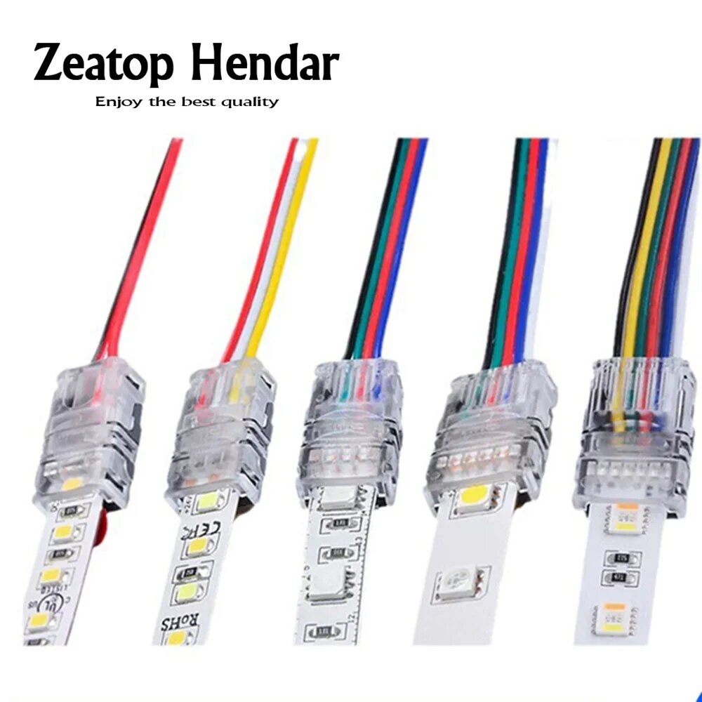 Разъемы для светодиодной ленты Zeatop Hendar, 2/3/4/5-контактные, черный/прозрачный, 2P-10MM IP65, LED Strip to Strip — фото 1