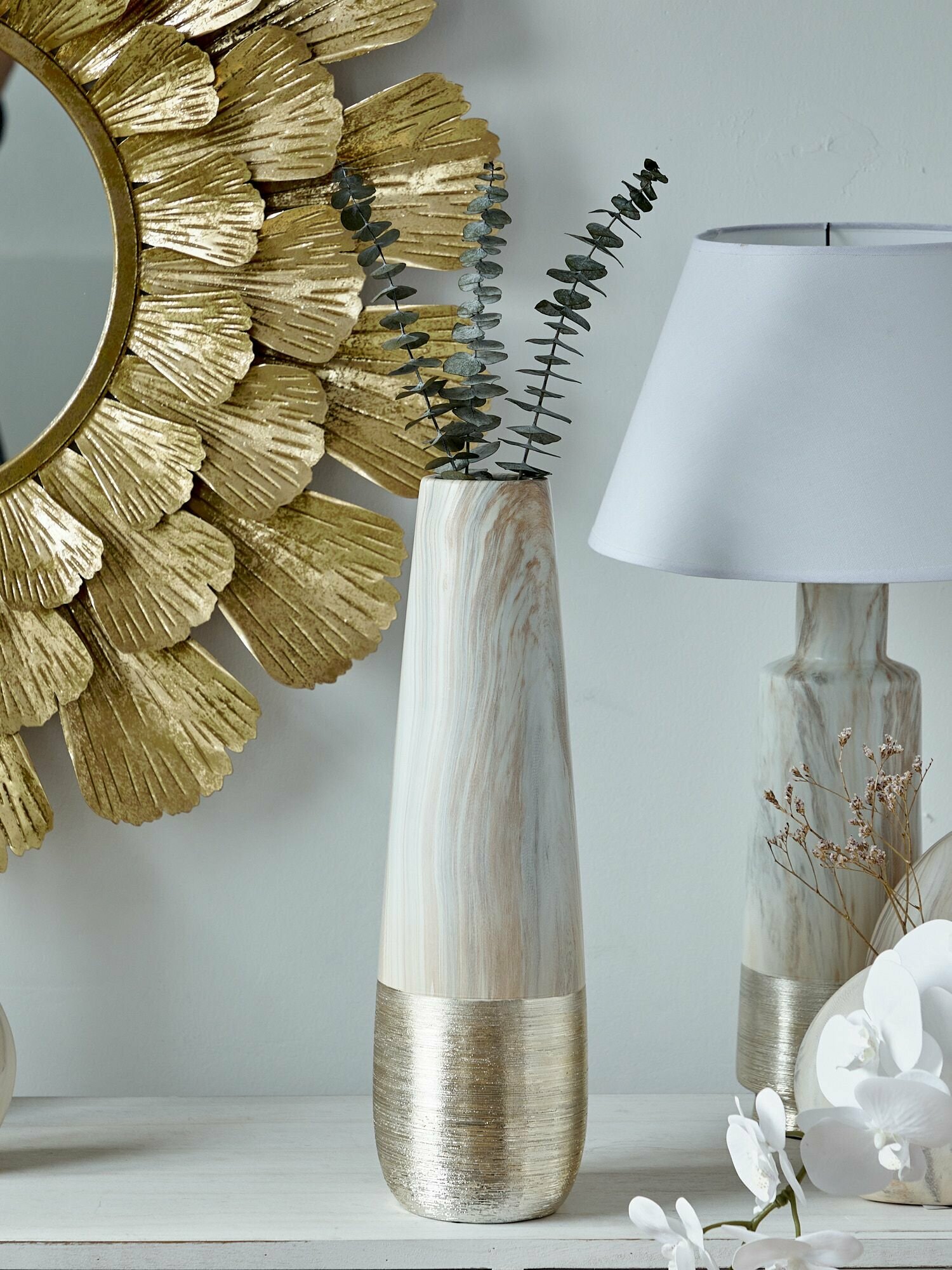 74-033 Ваза интерьерная, настольная, керамика 14х14х49см, Glasar