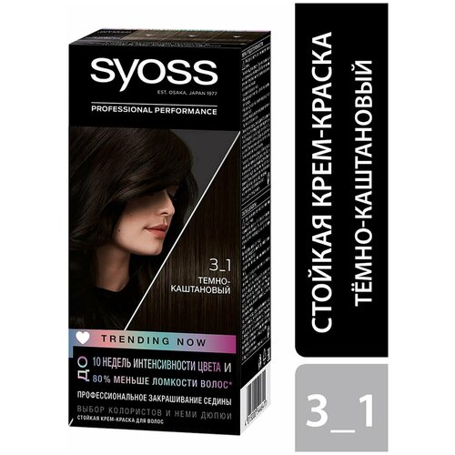 Syoss/Крем-краска для волос Syoss Color 3-1 Темно-каштановый 115мл 2 шт syoss color стойкая крем краска для волос 5 24 морозный каштановый