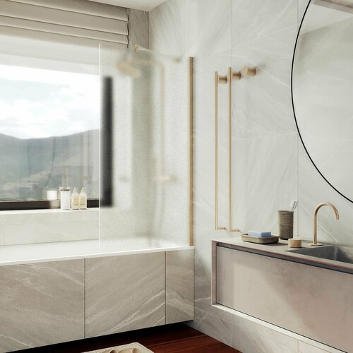 Стеклянная шторка на ванну 1400Х700, широкий профиль бронза, стекло сатин