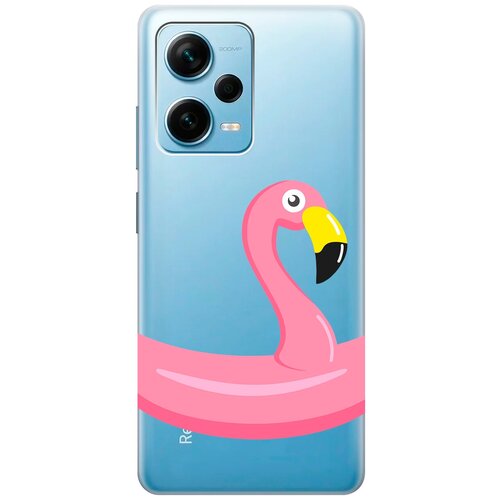 Силиконовый чехол с принтом Flamingo Swim Ring для Xiaomi Redmi Note 12 Pro / Note 12 Pro+ / Note 12 Explorer Edition силиконовый чехол с принтом antic stickers для xiaomi redmi note 12 pro note 12 pro note 12 explorer edition