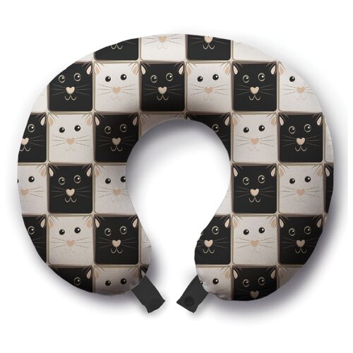 фото Подушка для шеи ambesonne котики, черный/белый