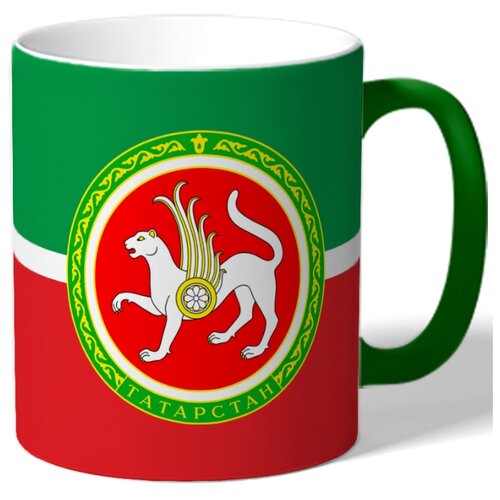 фото Кружка с цветной ручкой и внутренней поверхностью флаг татарстана drabs
