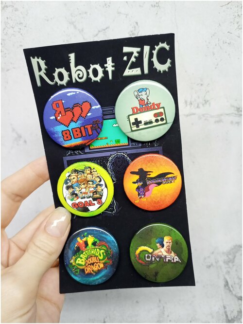 Значок Robot ZIC, 6 шт., черный, синий