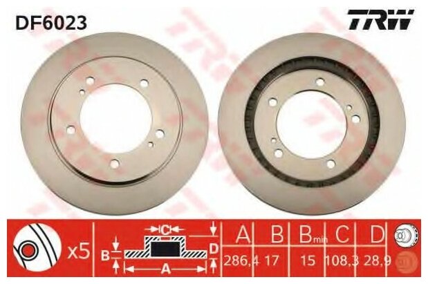 Диск тормозной перед TRW DF6023