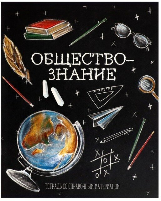 Тетрадь предметная "Доска", 48 листов в клетку "Обществознание", обложка мелованный картон, блок офсет