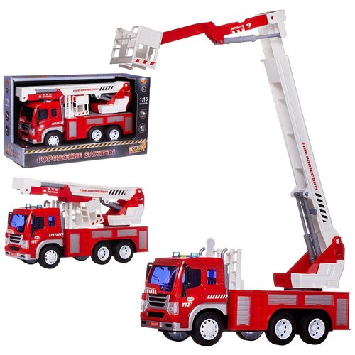 Машинка Спецтехника Пожарная машина, 1 шт пожарная машина инерционная со световыми и звуковыми эффектами
