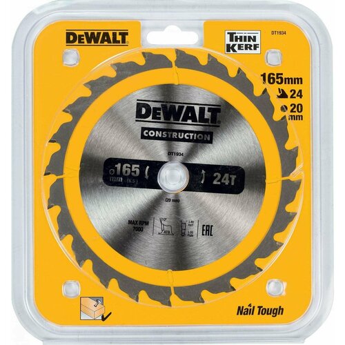 Пильный диск Dewalt CONSTRUCT 165/20 24 АТВ +10* DT1934-QZ