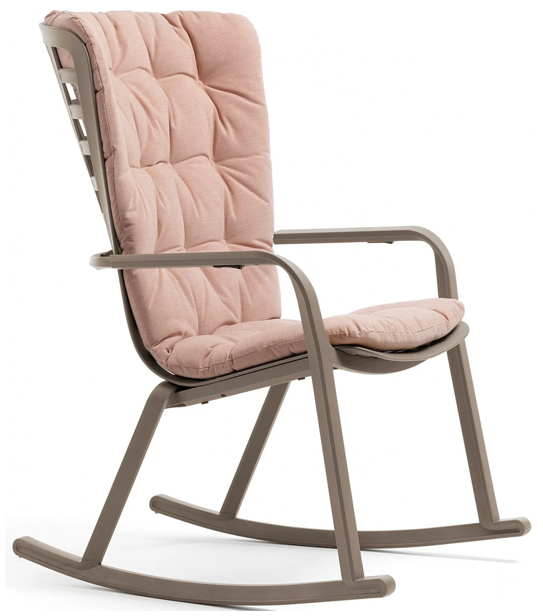 Кресло-качалка садовое пластиковое с подушкой Nardi Folio, тортора, розовый