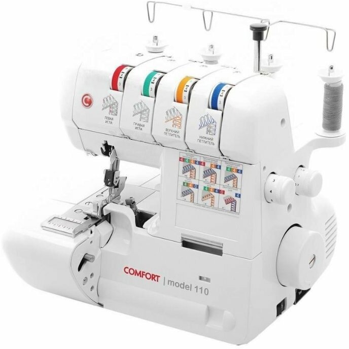 Оверлок Comfort "110 White", 4 нити, 12 швейных операций, белый